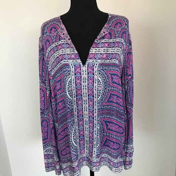 BCBG MaxAzria Haida Long Sleeve print top - Picture 1 of 6